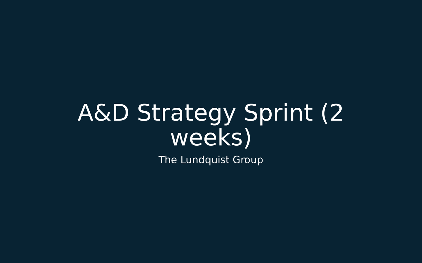 A&D Strategy Sprint (2 weeks)