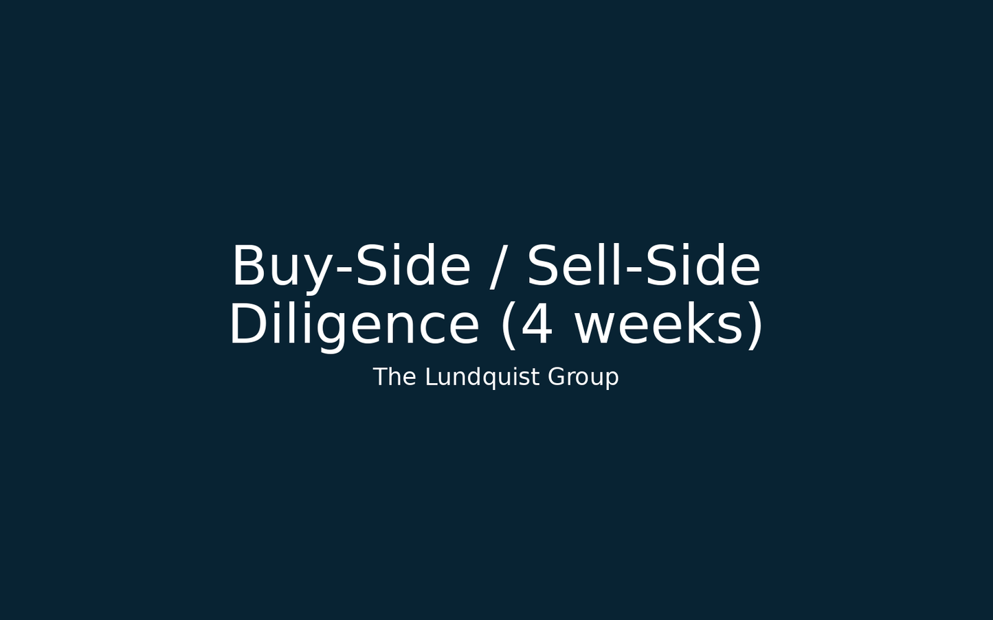 Buy‑Side/Sell‑Side Diligence (4 weeks)