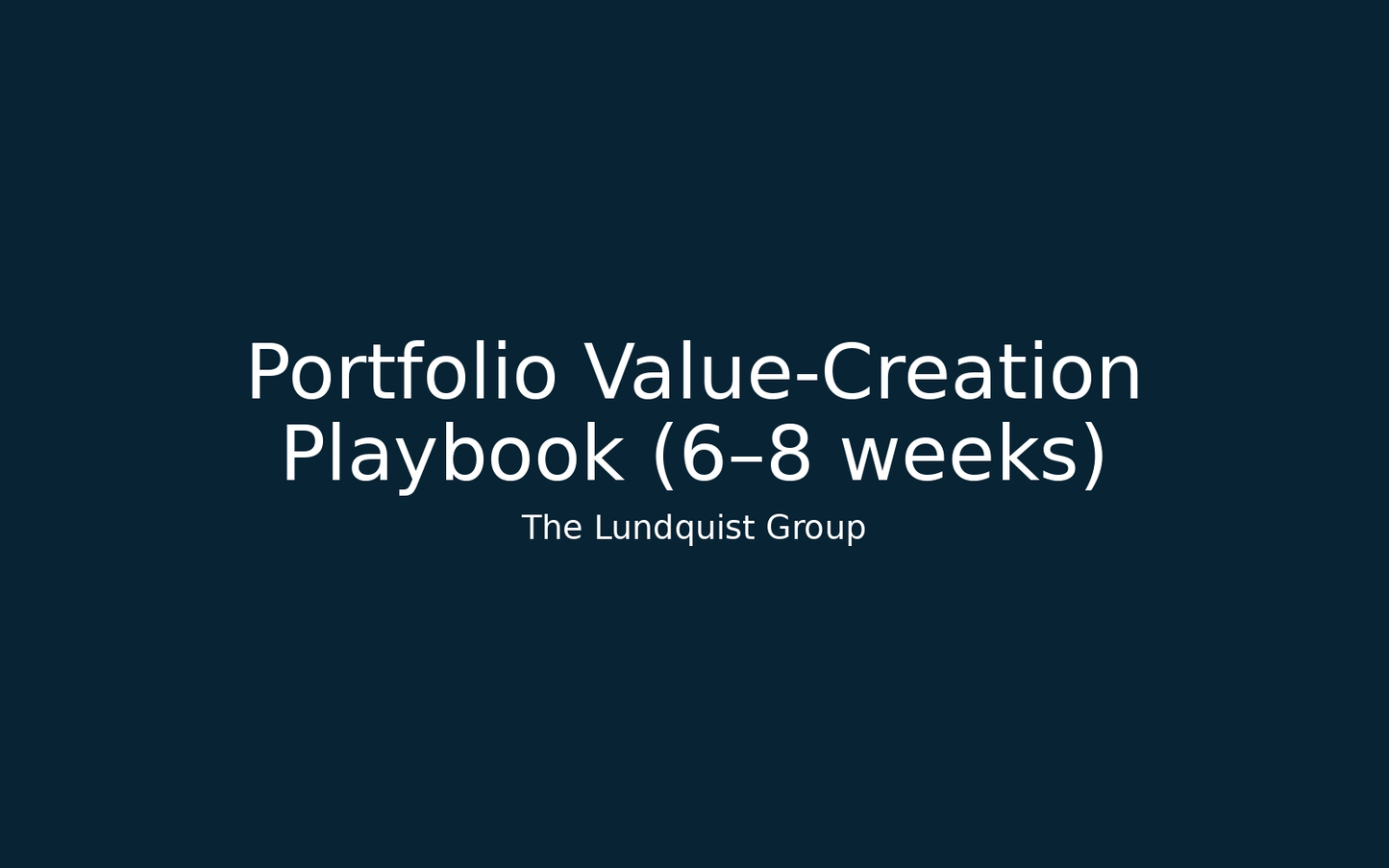 Portfolio Value‑Creation Playbook (6–8 weeks)